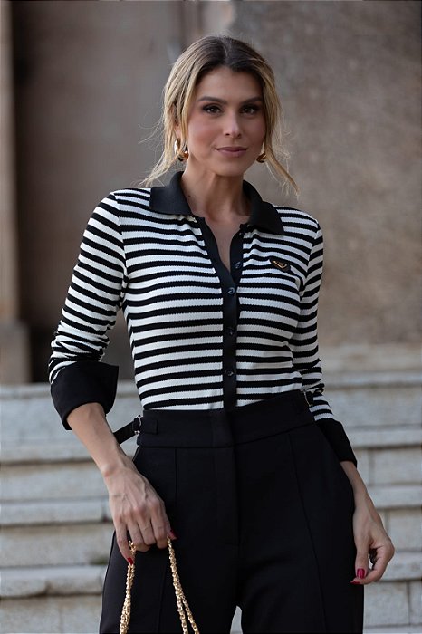 BLUSA CANELADA LISTRADA