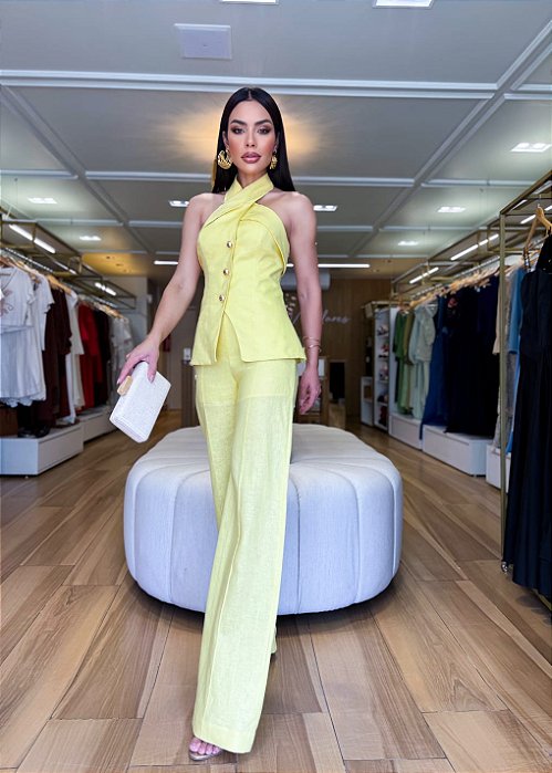 CONJUNTO CALÇA E BLUSA COM BOTÕES