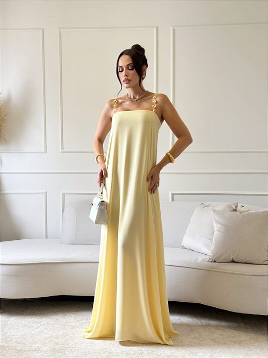 VESTIDO FLUIDO COM ALÇAS DE METAL