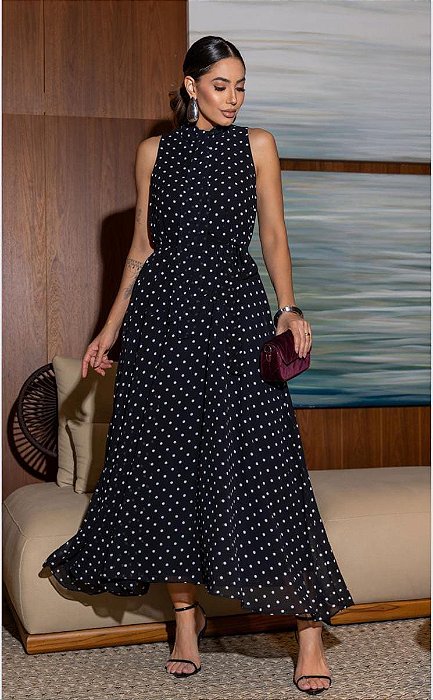 VESTIDO CHIFFON POÁ