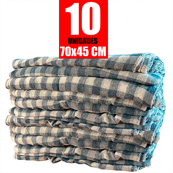 Kit Pano De Chão Xadrez Grande Com 10  Pano De Limpeza