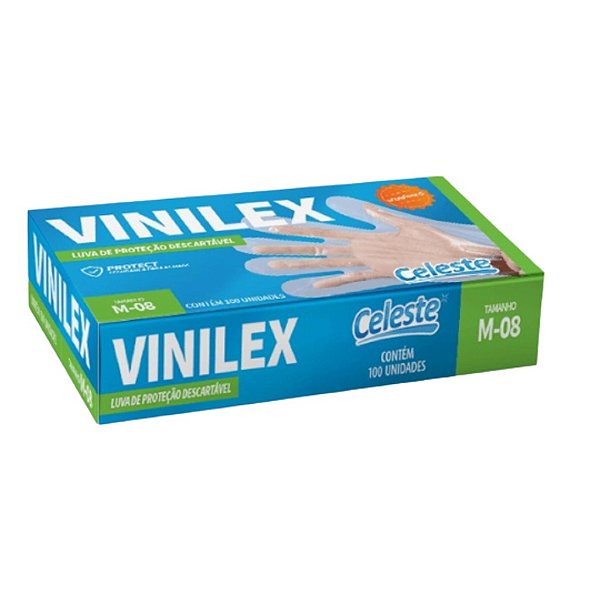 Kit de Luva Vinilex Descartável Procedimentos Sem Pó 6CX C/100 Unidades