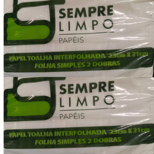 Papel Interfolha 100% celulose c/1000 Sempre Limpo 23cm X 21cm