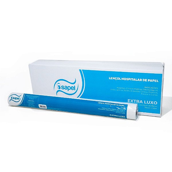 Lençol de Papel Hospitalar Branco Extra Luxo 70cmx50m c/6 Un Isapel