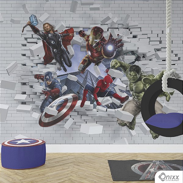 Painel Adesivo Heróis 3D