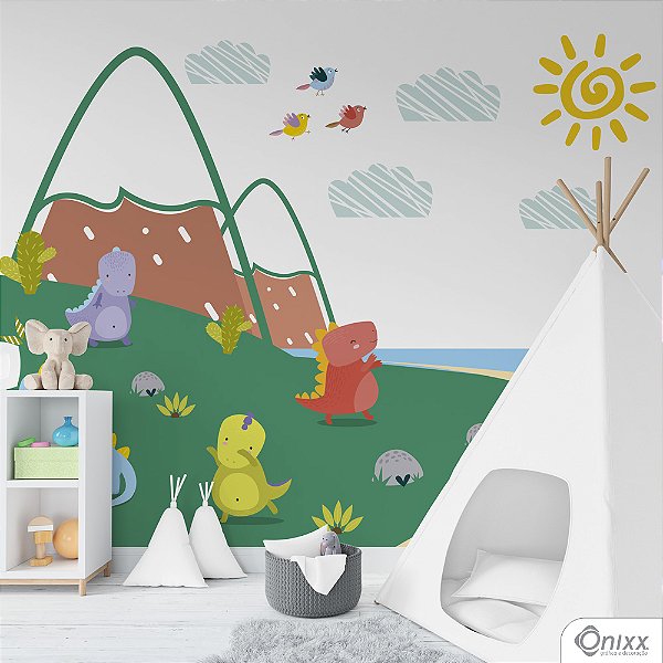 Painel Adesivo Dinossauros Aquarela