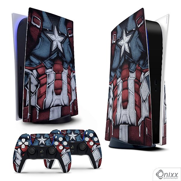 Skin PS5 Adesiva Uniforme Capitão América