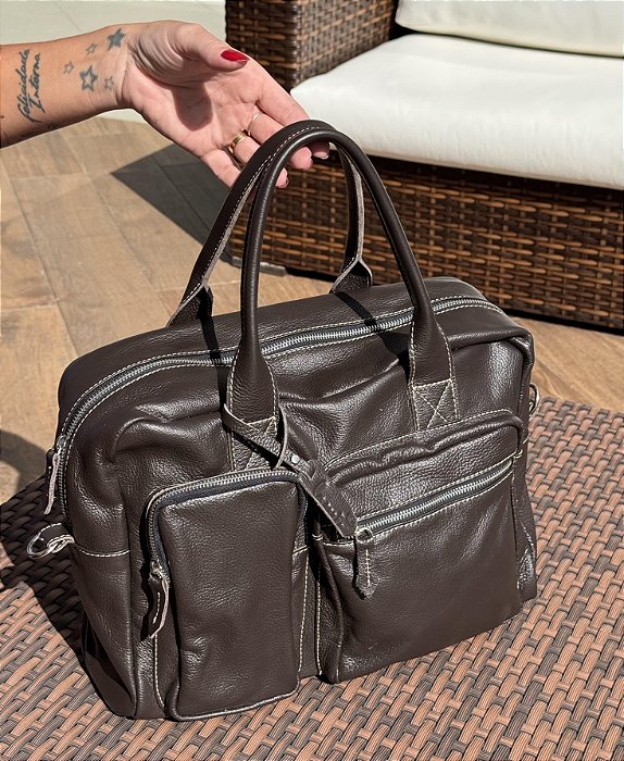 Bolsa Pasta Eva em couro legitimo