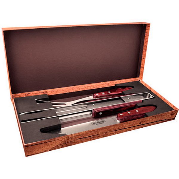JG CHURRASCO INOX POLYWOOD VERMELHO 03 PCS - TRAMONTINA - GOMES