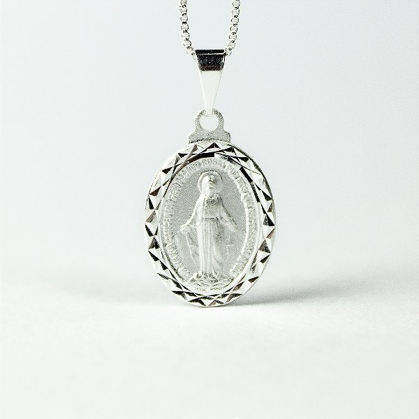 Pingente de Nossa Senhora das Graças Diamantado Prata (18x14mm)