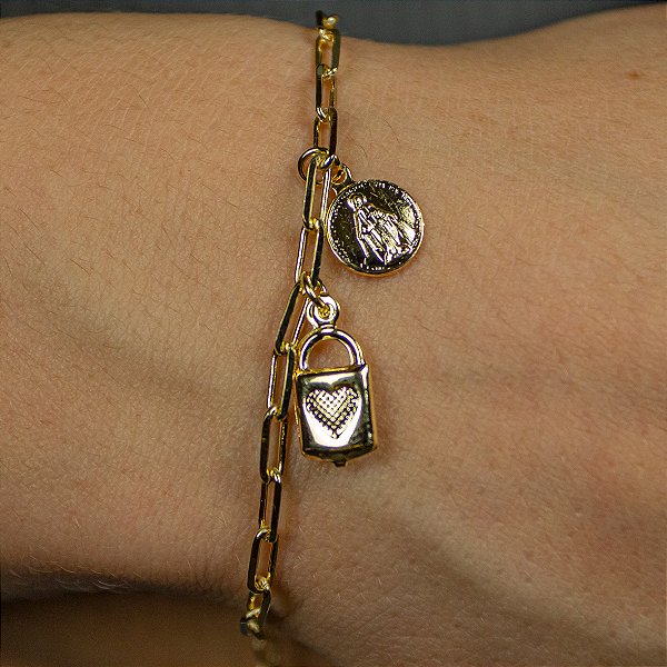 Pulseira Semijoia Cadeia Nossa Senhora das Graças Medalha P