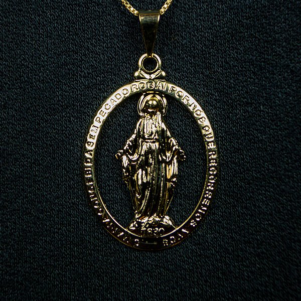Pingente de Nossa Senhora das Graças Vazada com Círculo