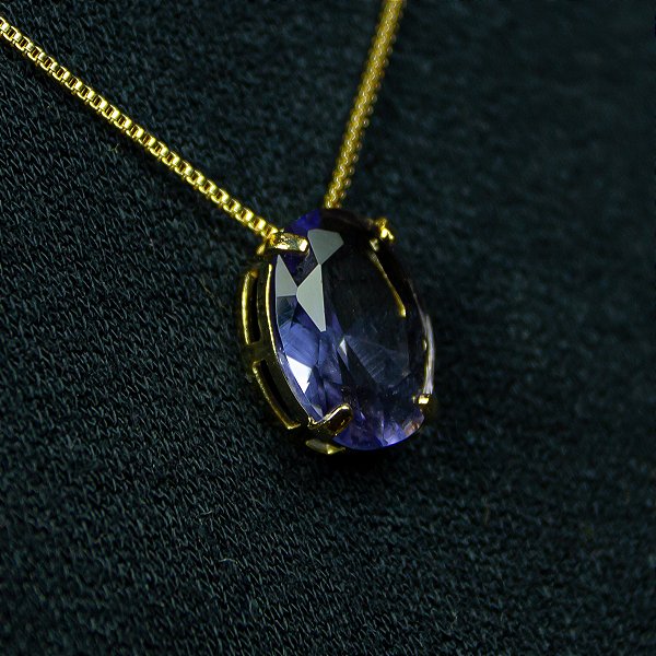 Colar Pedra Oval Azul