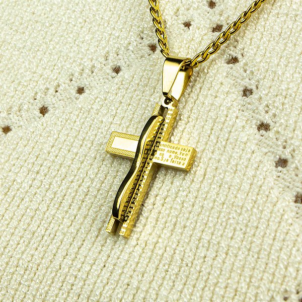 Pingente Cruz Inoxidável Dourado
