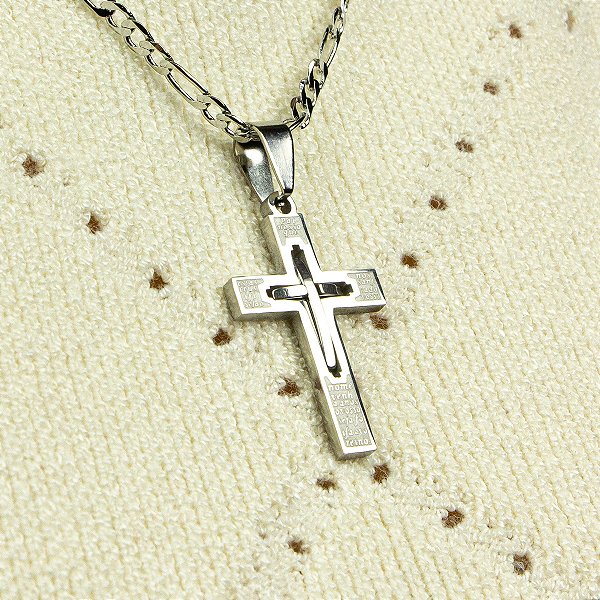 Pingente Cruz Prateada em Aço