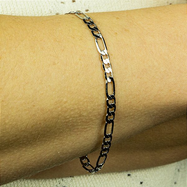 Pulseira Masculina Prateada Aço Inoxidável