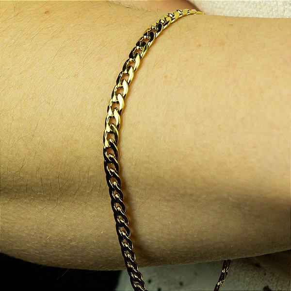 Pulseira Fígaro Dourada Aço Inoxidável
