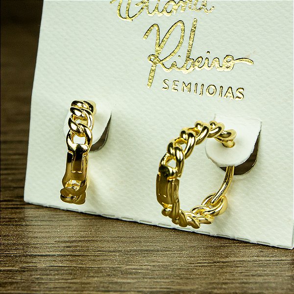 Brinco Argola Corrente Dourada