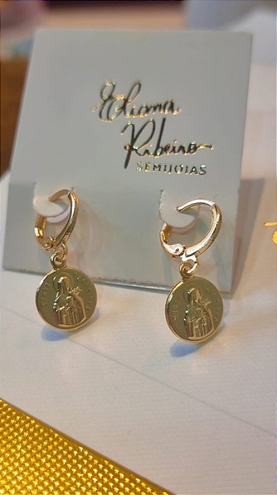 Brinco Argola Dourada Santa Terezinha do Menino Jesus