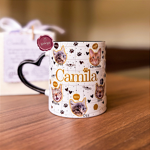 Caneca com Rostinhos dos Pets - Presente Personalizado com Nome 325ml