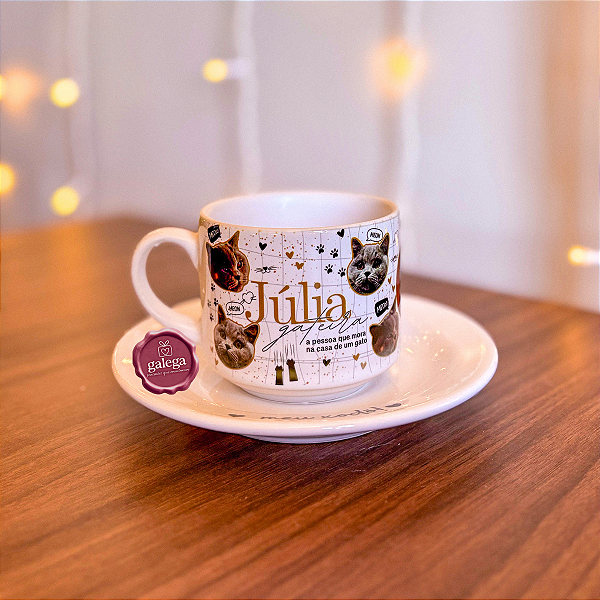 Xícara com Pires Personalizada com Rostinhos dos Pets 180ml