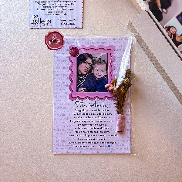 Cartão Decorativo Personalizado com Flores Secas 10x12cm