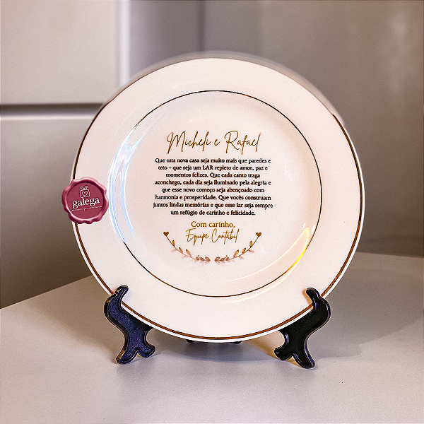 Prato Decorativo de Porcelana Personalizado com Foto, Nome e Mensagem
