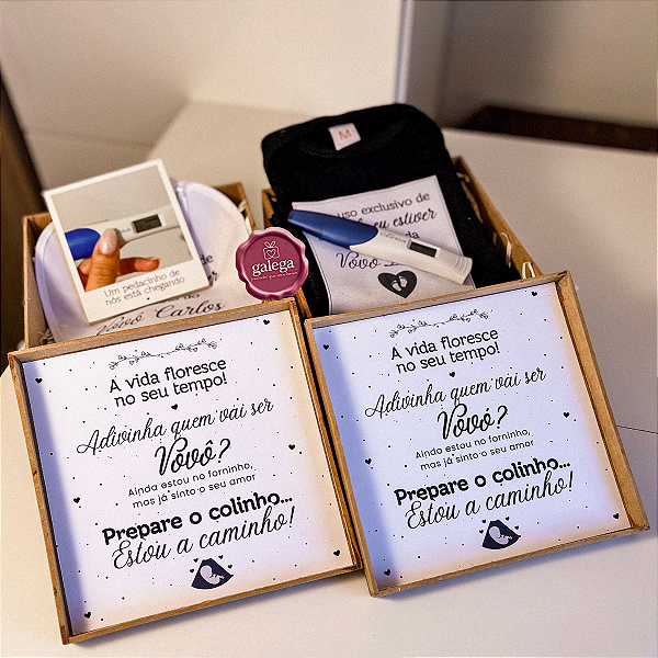 Caixa Revelação de Gravidez para Avó ou Avô Personalizada em MDF