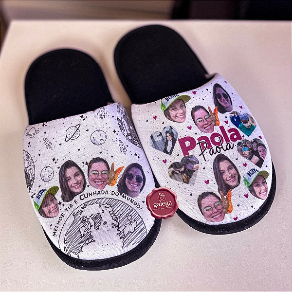 Pantufa Personalizada com Fotos e Rostinhos para Tia, Amiga, Cunhada, Sobrinha, Mãe, Avó