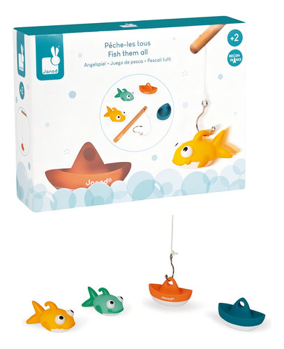 Jogo Pesca Banho Infantil Educativo Janod 5 Peças Magnéticas