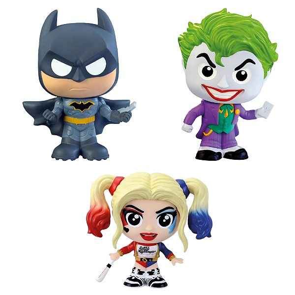 Kit 3 Bonecos Colecionável Batman Coringa Arlequina Liga Da Justiça