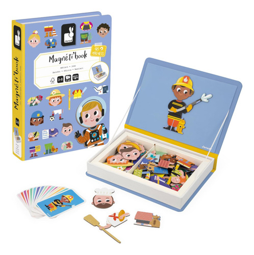 Livro Magnetico Infantil Montessori Profissões 64 Peças Janod