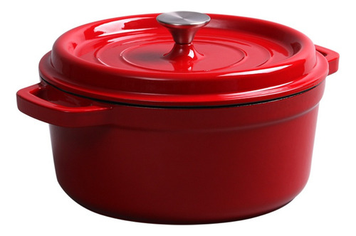 Panela De Ferro Fundido Pesada Esmaltada 20cm Vermelha