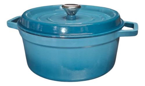 Panela De Ferro Fundido Pesada Esmaltada 26cm Azul