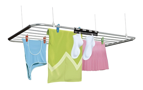 Varal De Teto Nice Alumínio 1,20 Metro Secalux 6 Varetas Regulagem De Altura