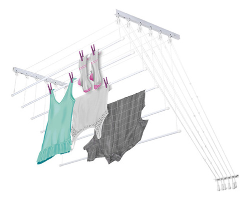 Varal Pratico Em Aco 1,20m Para Parede Ou Teto - Secalux Branco