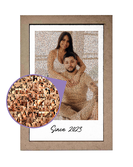 Quadro Mosaico 30x40 Casal - Fotos Pequenas em Pixels