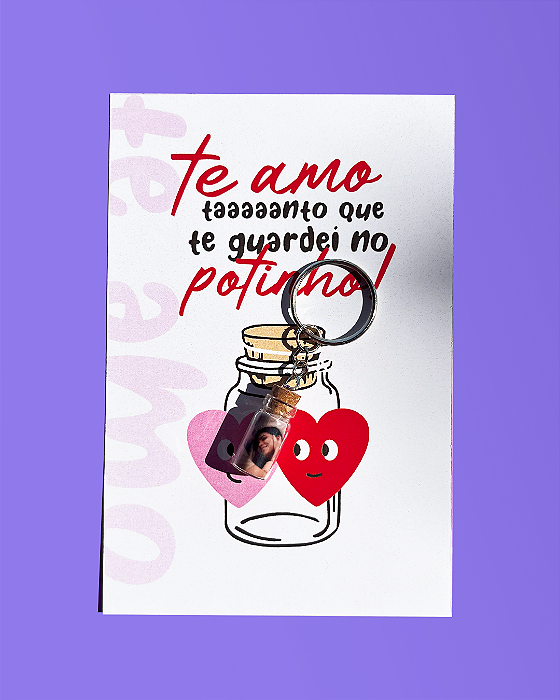 Chaveiro Mini Potinho do Amor com Foto