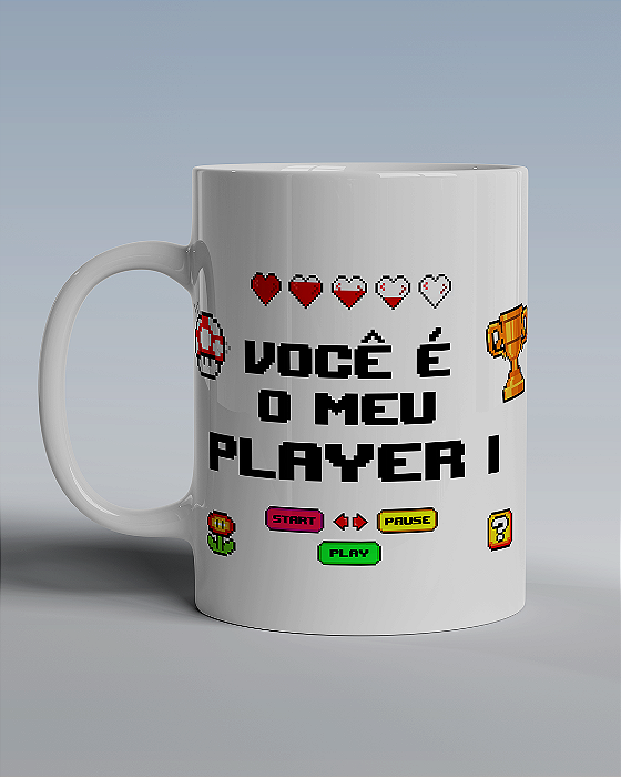 Caneca Estampa Mário "Player 1"