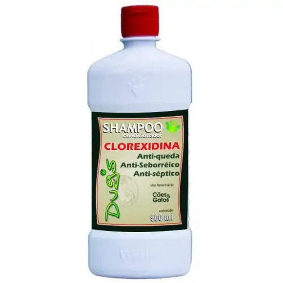 Shampoo Clorexidina Cães Gatos Condicionador 2 em 1 500 ml