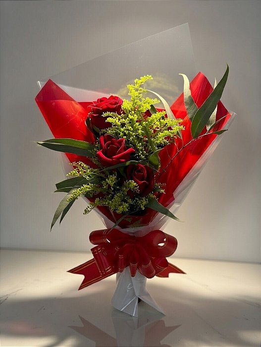 Ramalhete de 3 Rosas Vermelhas Love Red