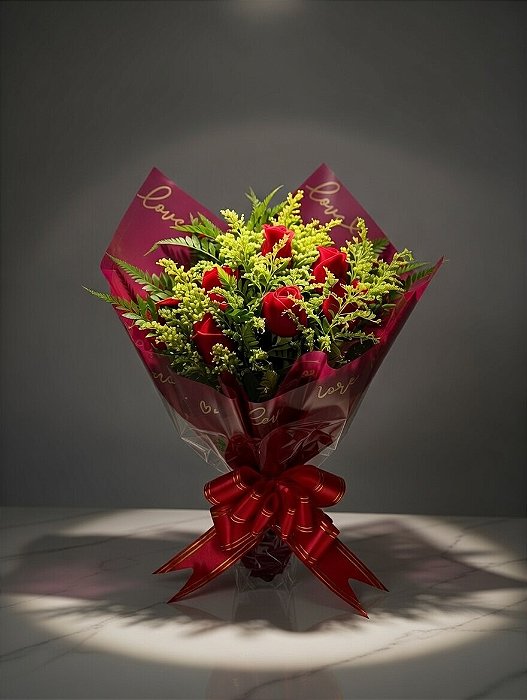 Buquê de 6 Rosas Vermelhas Love Red