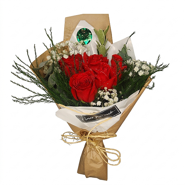 Buquê de 5 Rosas Love Red