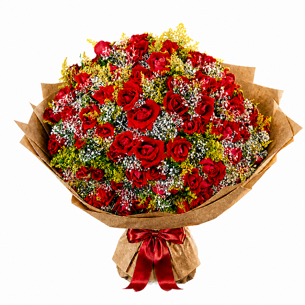 Buquê de 100 Rosas Vermelhas Love Red