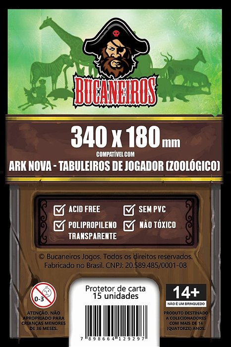Sleeve Customizado para Ark Nova - Tabuleiros de Jogador (340 x 180)