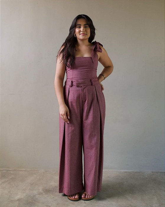 Calça Prega Lateral - Rosa Queimado