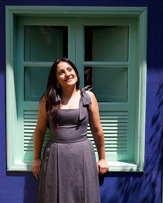 Saia Pregas - Azul Denim