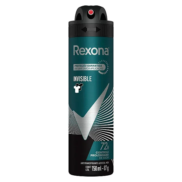 Desodorante Antitranspirante Aerosol Rexona Men Invisible 72h 150ml