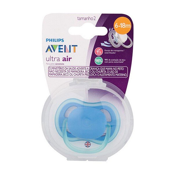 Chupeta Ultra Air Tam. 2, Azul, 6-18 meses - Philips Avent