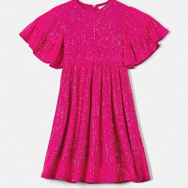 Vestido Paetê Pink Menina Magenta Brilhe em Grande Estilo Tam04